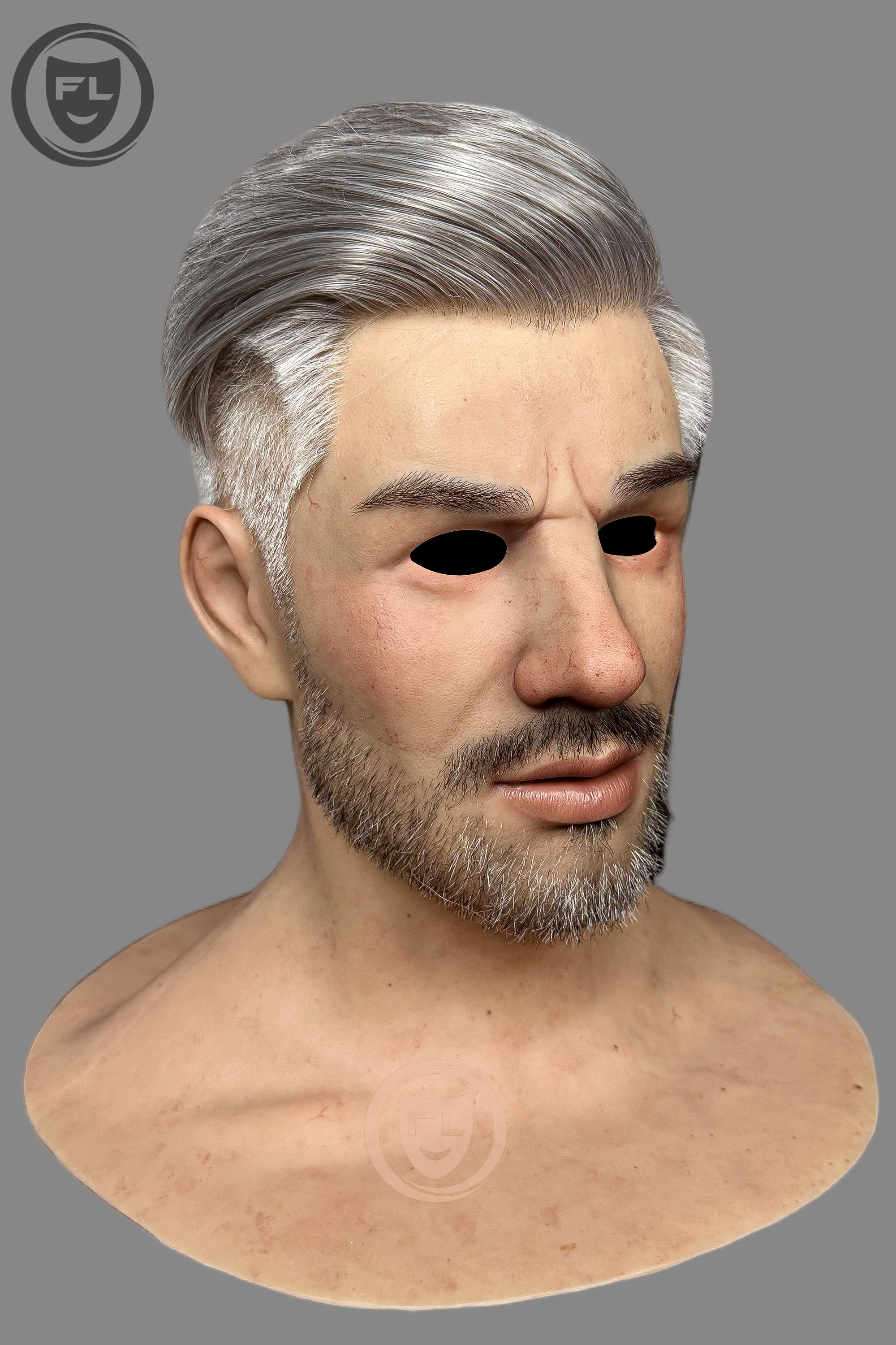 Male disguise silicone mask side view