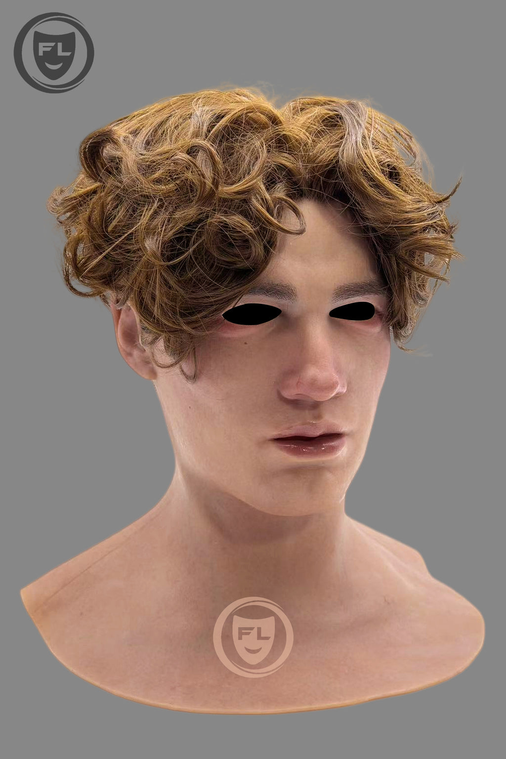 Realistic curly hair silicone mask side profile