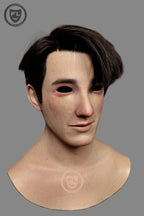 Young male silicone mask side profile