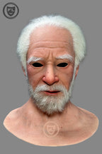 Old man silicone mask realistic beard details