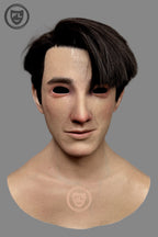 Realistic black hair silicone mask skin texture
