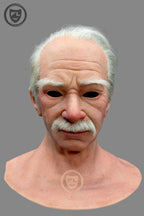 Hyper realistic elderly silicone mask front view