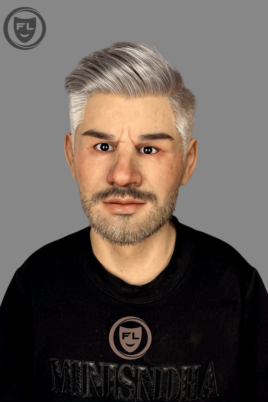 Silver hair cosplay silicone mask wearable view