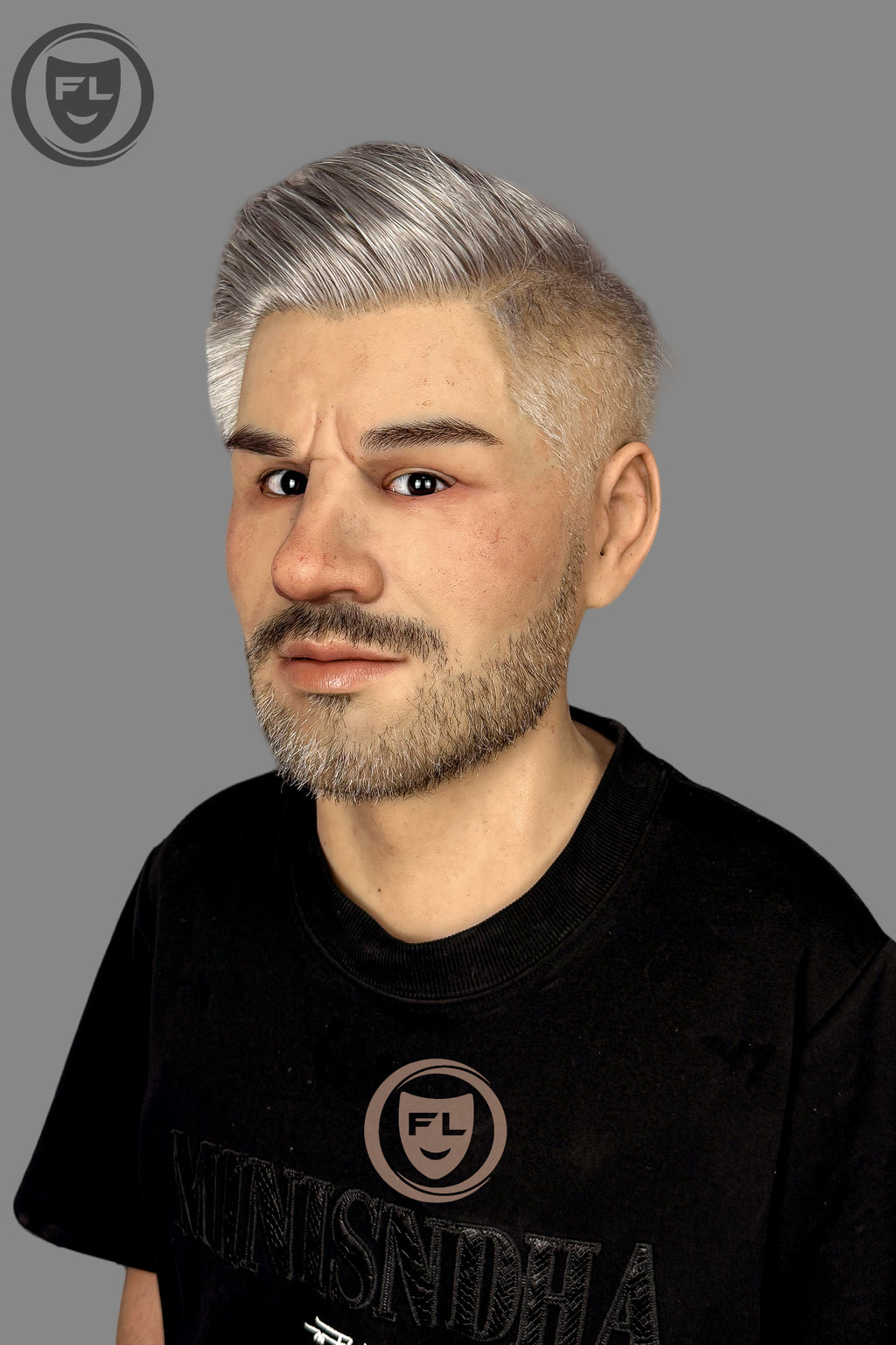 Full head silver hair disguise mask