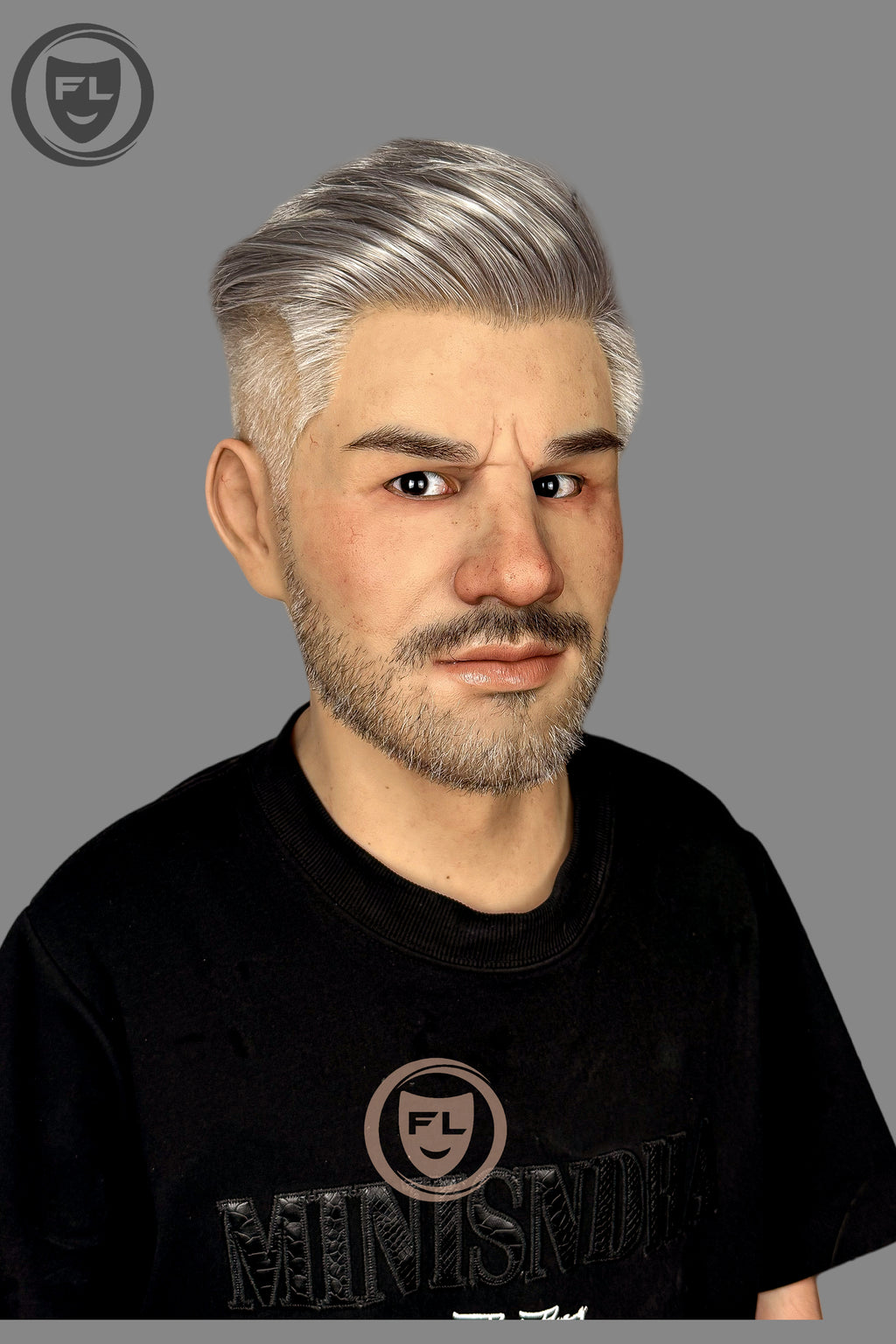 Full head silver hair disguise mask