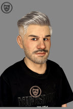 Full head silver hair disguise mask
