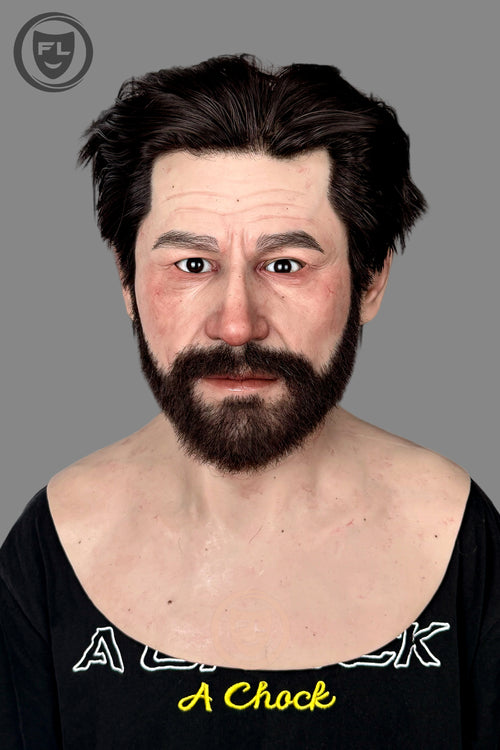 Realistic bearded male silicone mask front view