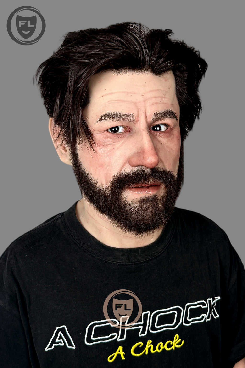 Full head bearded disguise mask side profile