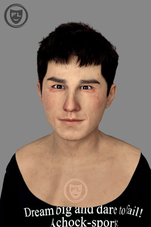 Realistic young male silicone mask front view