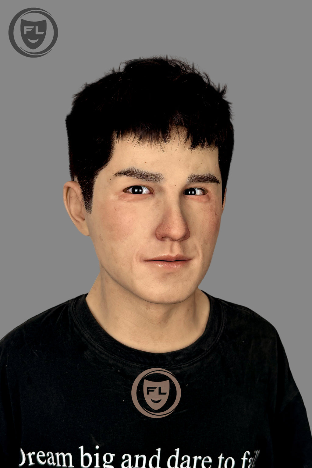Full head young male mask side profile