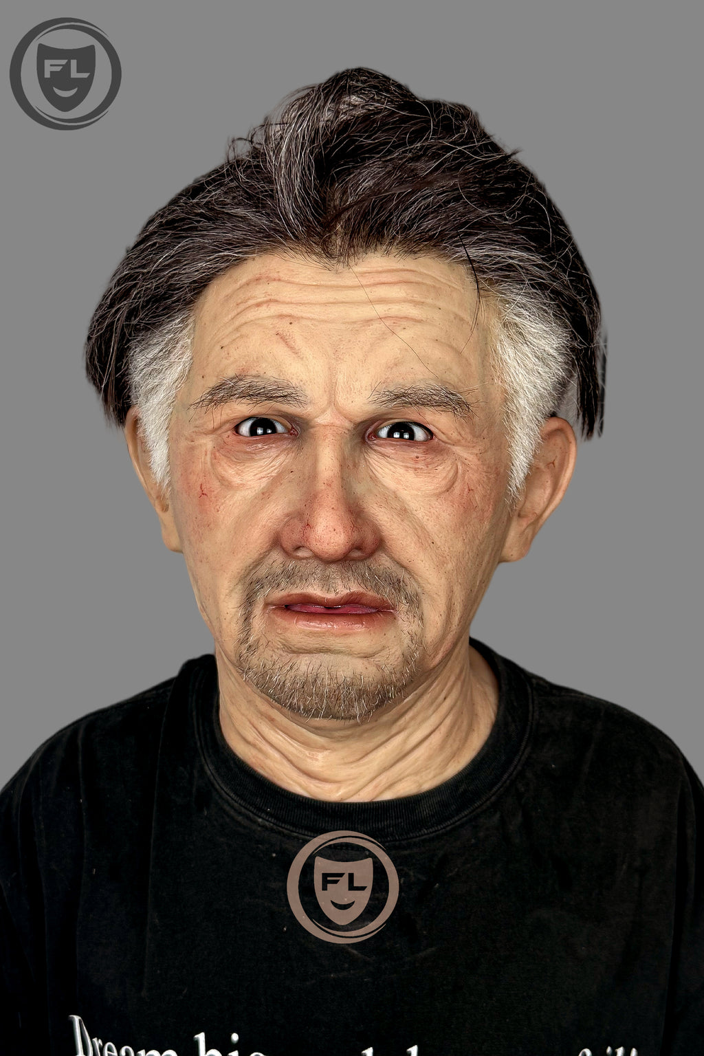 Old man cosplay silicone mask wearable view
