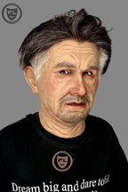 Realistic elderly male silicone mask with gray hair