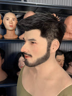 Ultra realistic bearded silicone mask side view