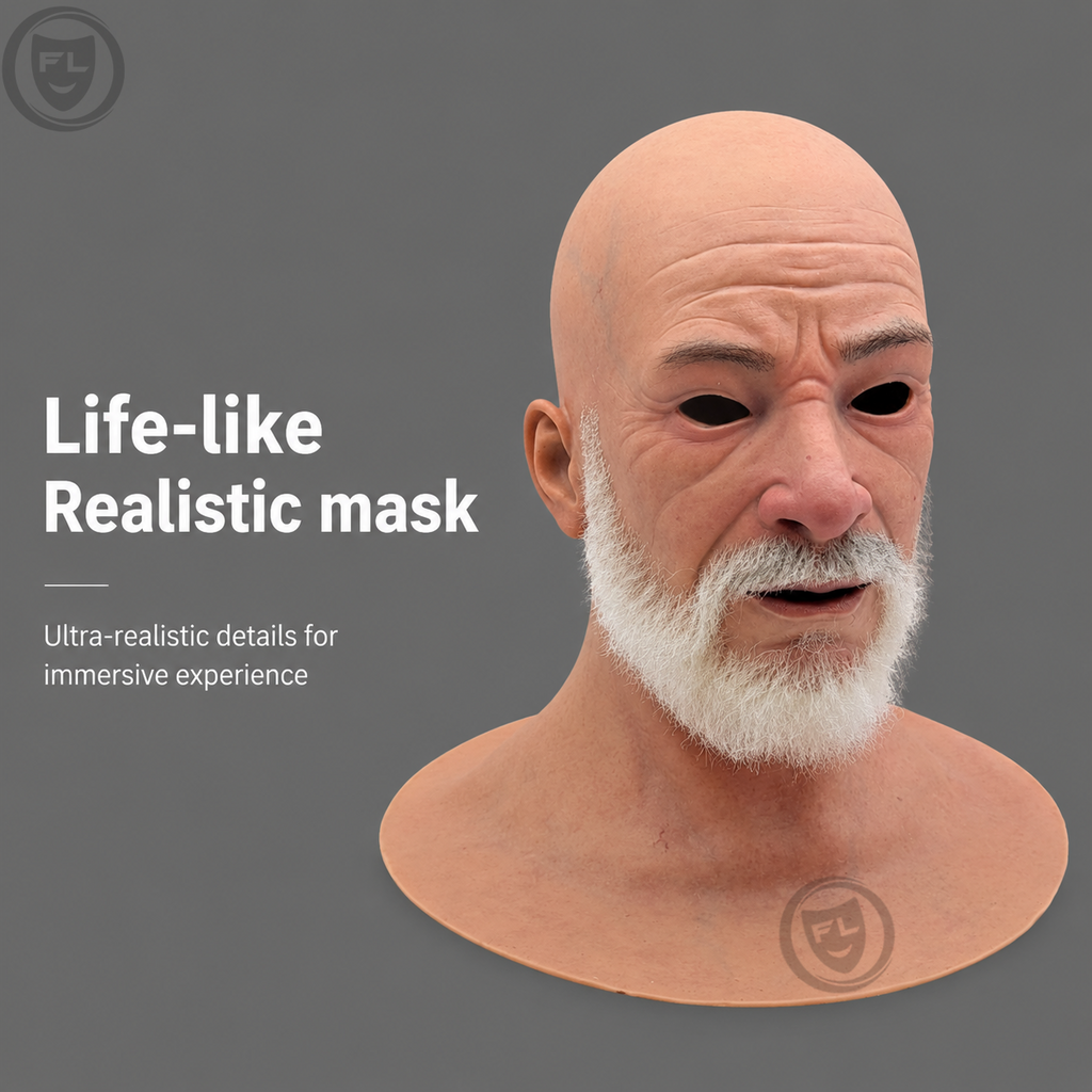 old man movie prop mask left side profile