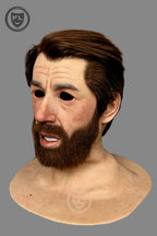 Ultra realistic male silicone mask angle view