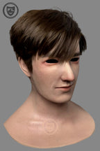 Young male silicone mask realistic facial details