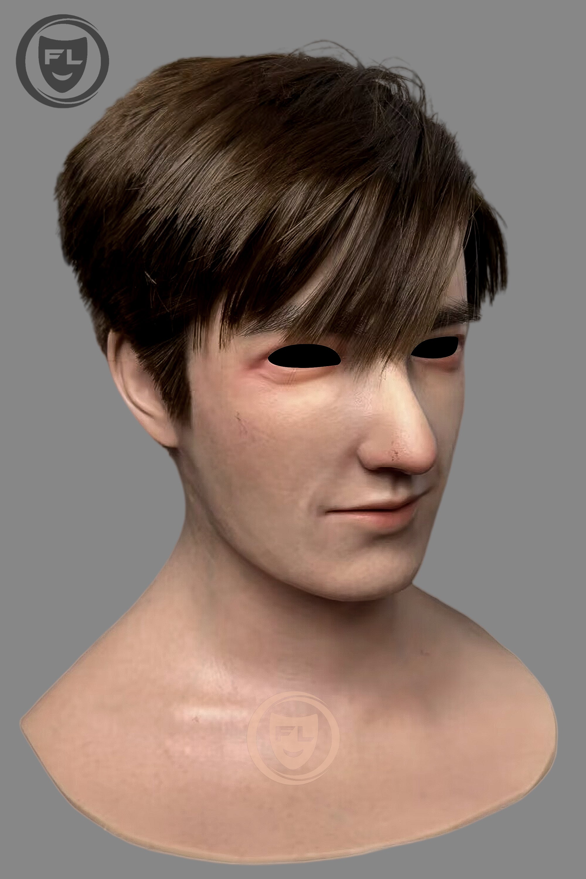 Young male silicone mask realistic facial details