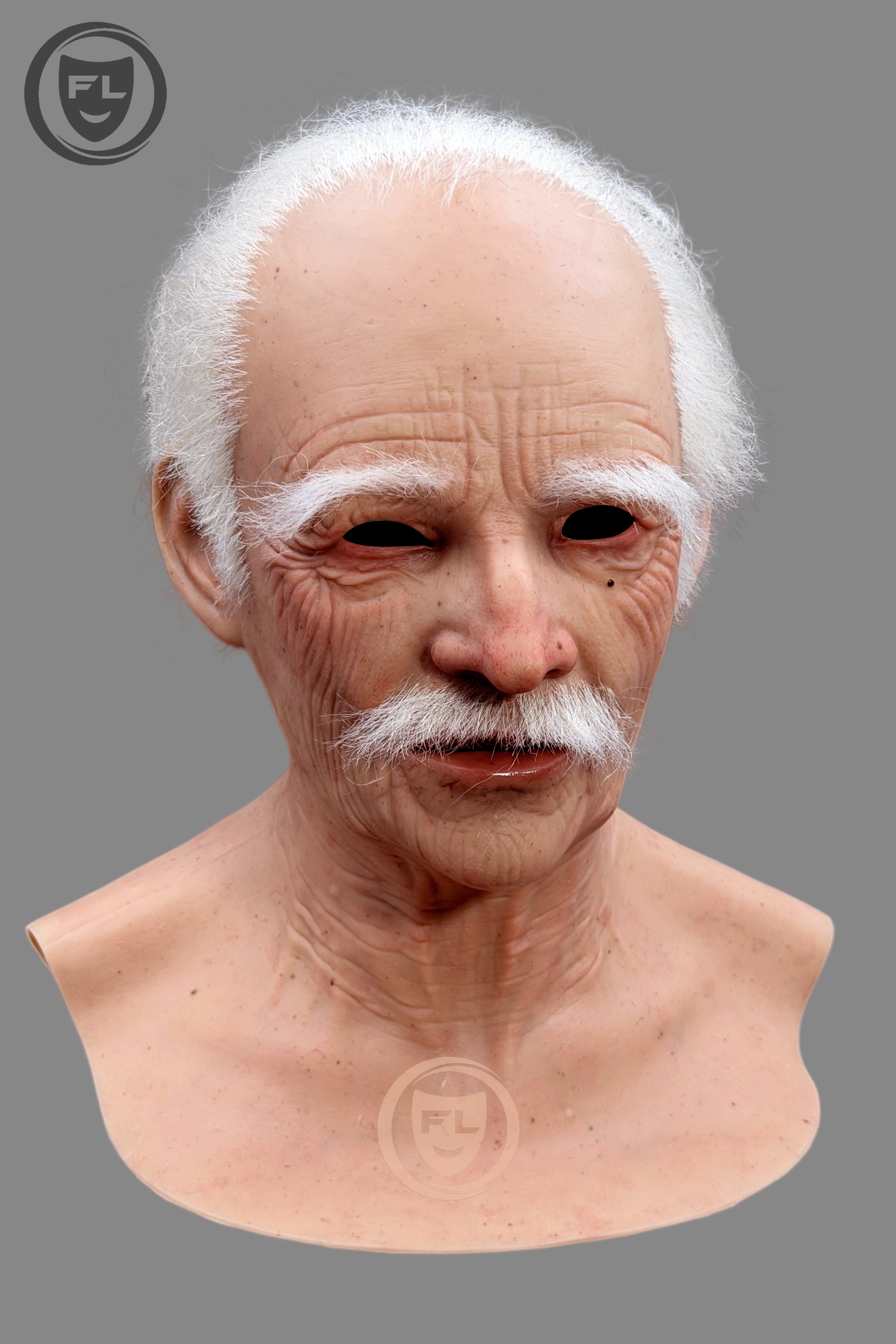 old man movie prop mask left side profile