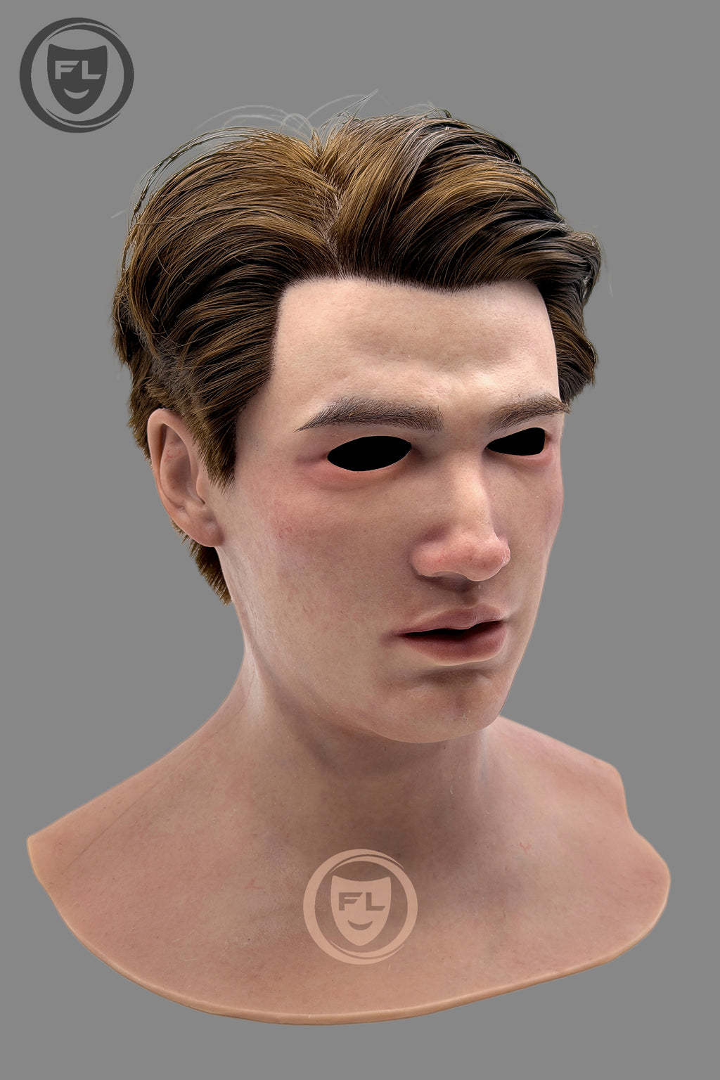 Hyper realistic male silicone mask side angle