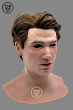 Hyper realistic male silicone mask side angle