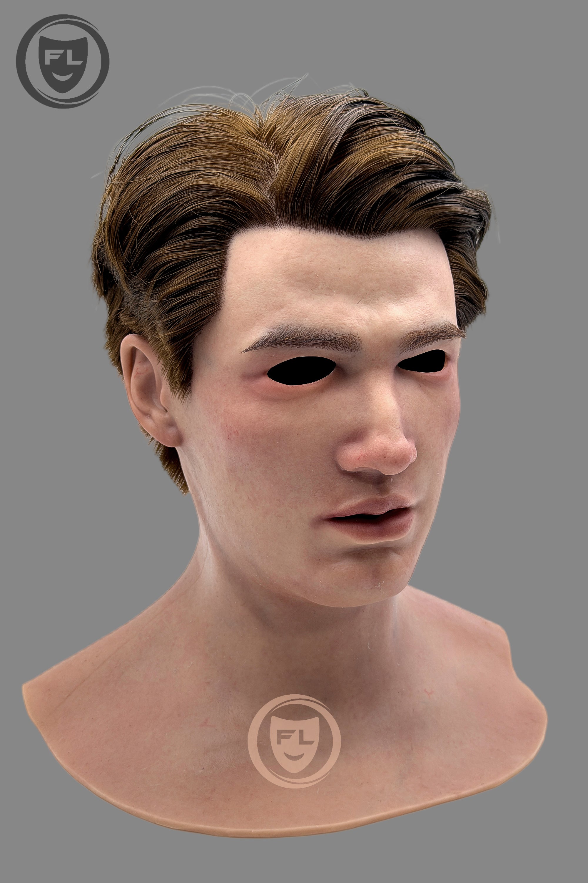 Hyper realistic male silicone mask side angle