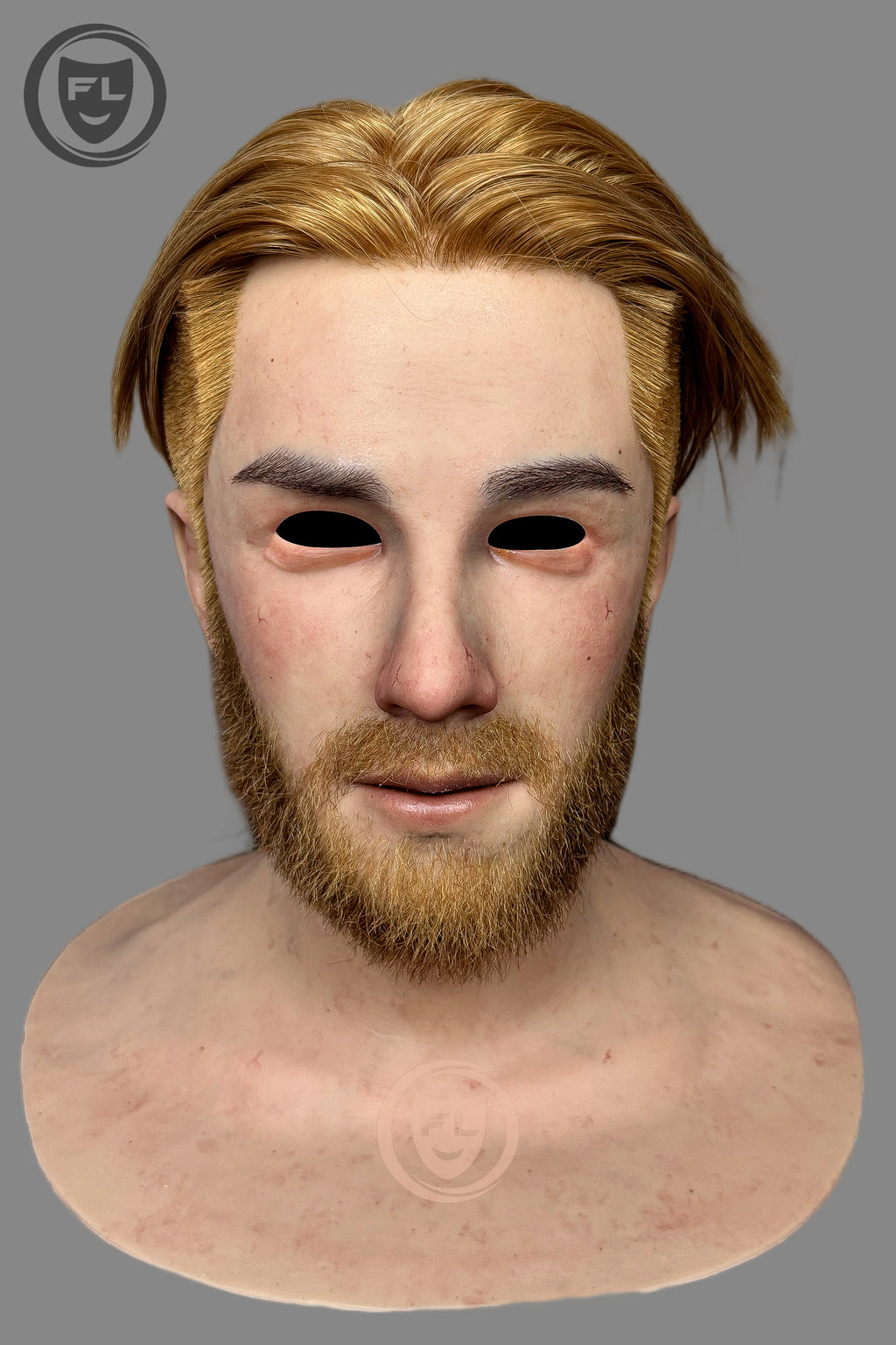 Realistic beard silicone mask close view