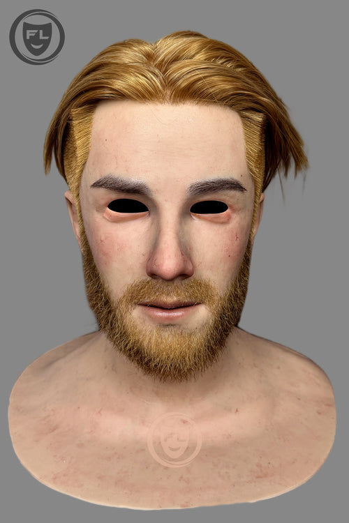 Realistic beard silicone mask close view