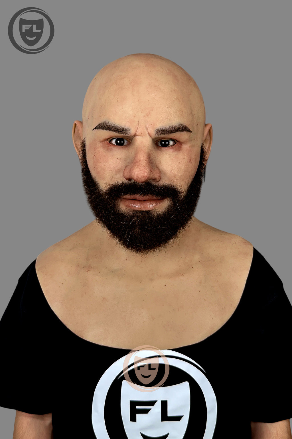 Ultra realistic bald silicone mask front view