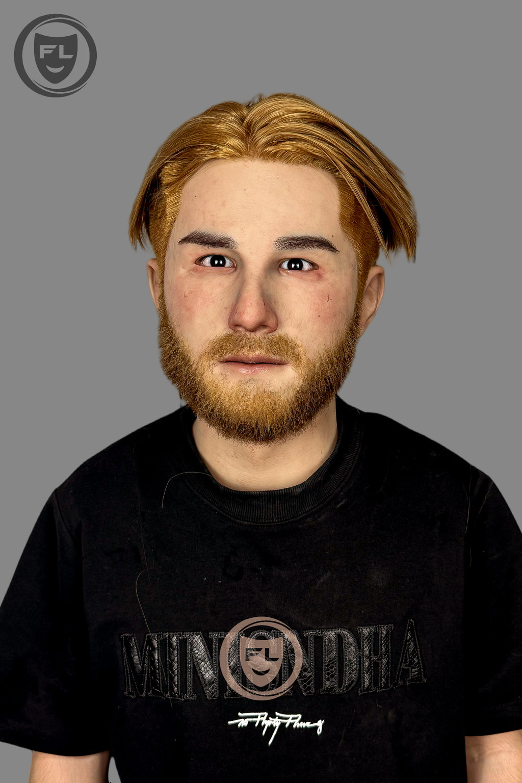 Realistic male cosplay silicone mask wearable view
