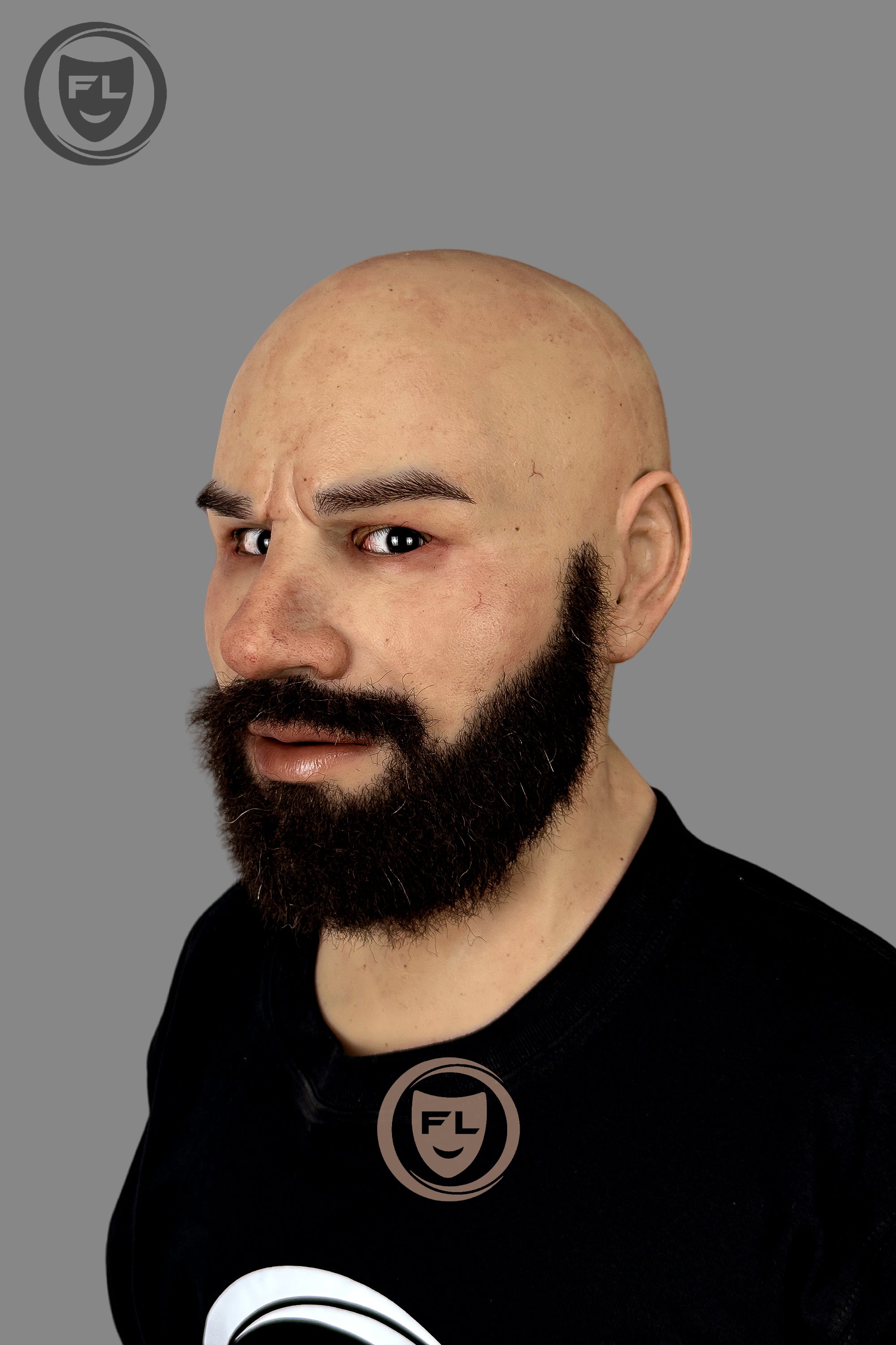Realistic bald beard silicone mask profile