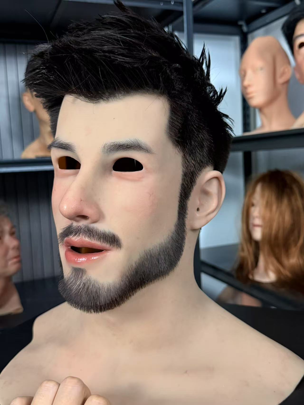 Lifelike bearded silicone mask for cosplay and film
