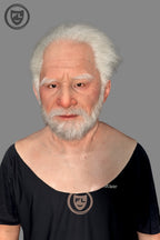 Hyper realistic old man silicone mask with white hair