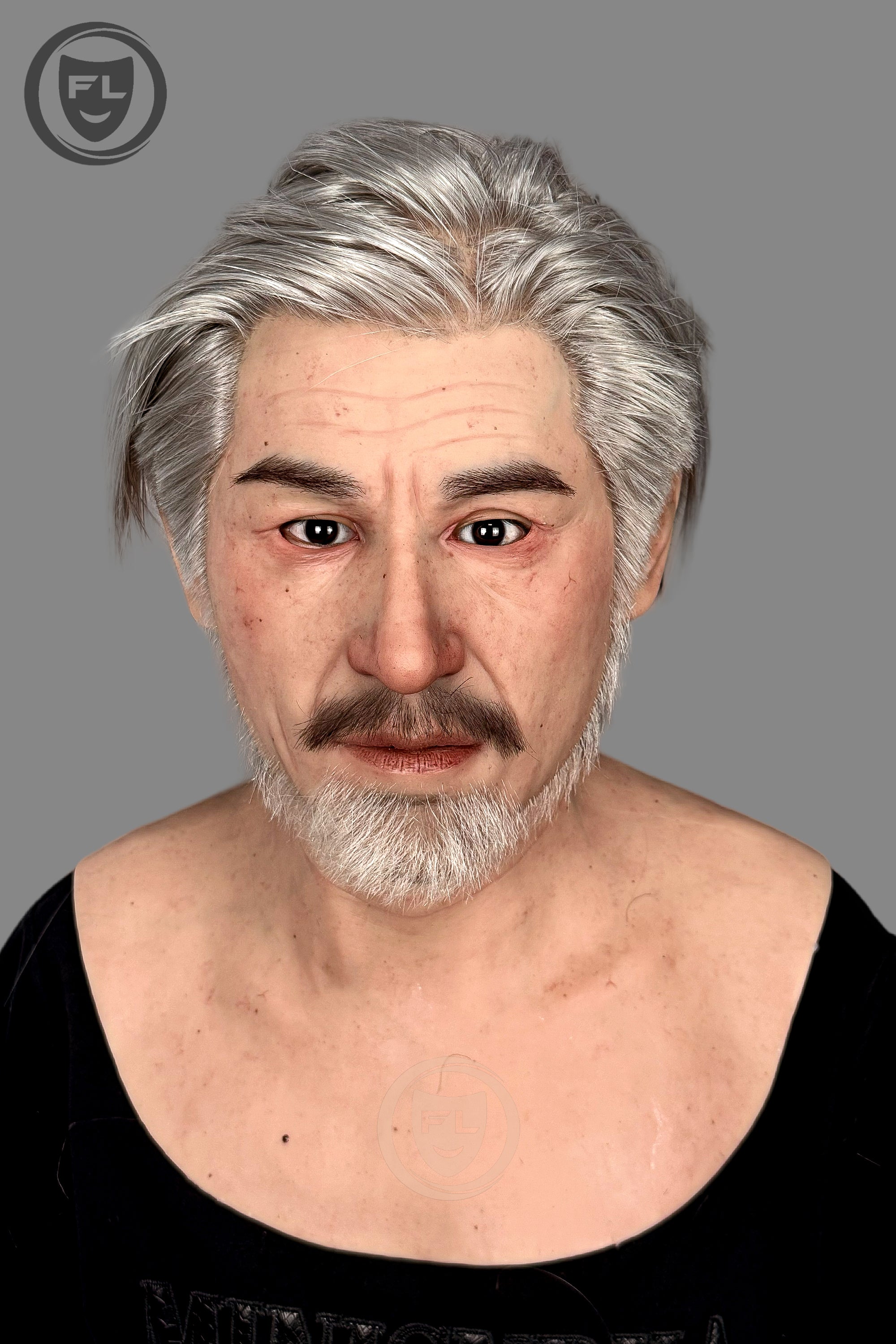 Mature male silicone mask front view