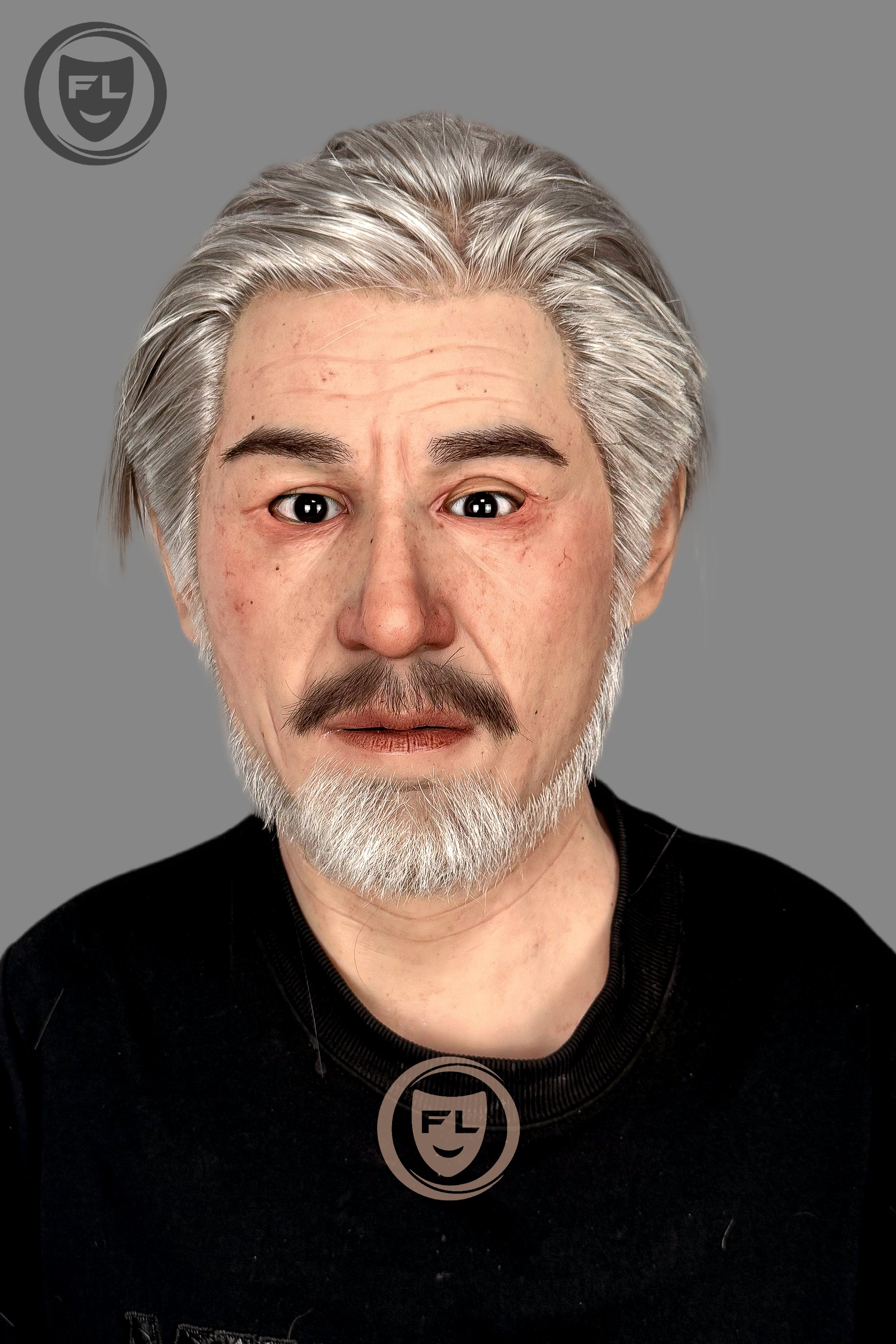 Mature male silicone mask wearable front view