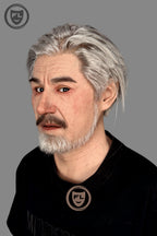 Full head mature male silicone mask side profile