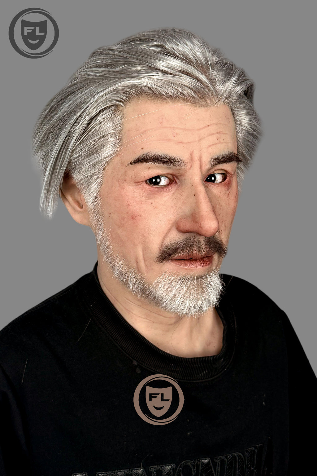 Realistic silver hair disguise silicone mask