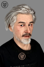 Realistic silver hair disguise silicone mask