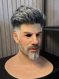 Ultra realistic old man silicone mask front view