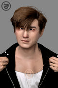 Realistic young male silicone mask with brown hair
