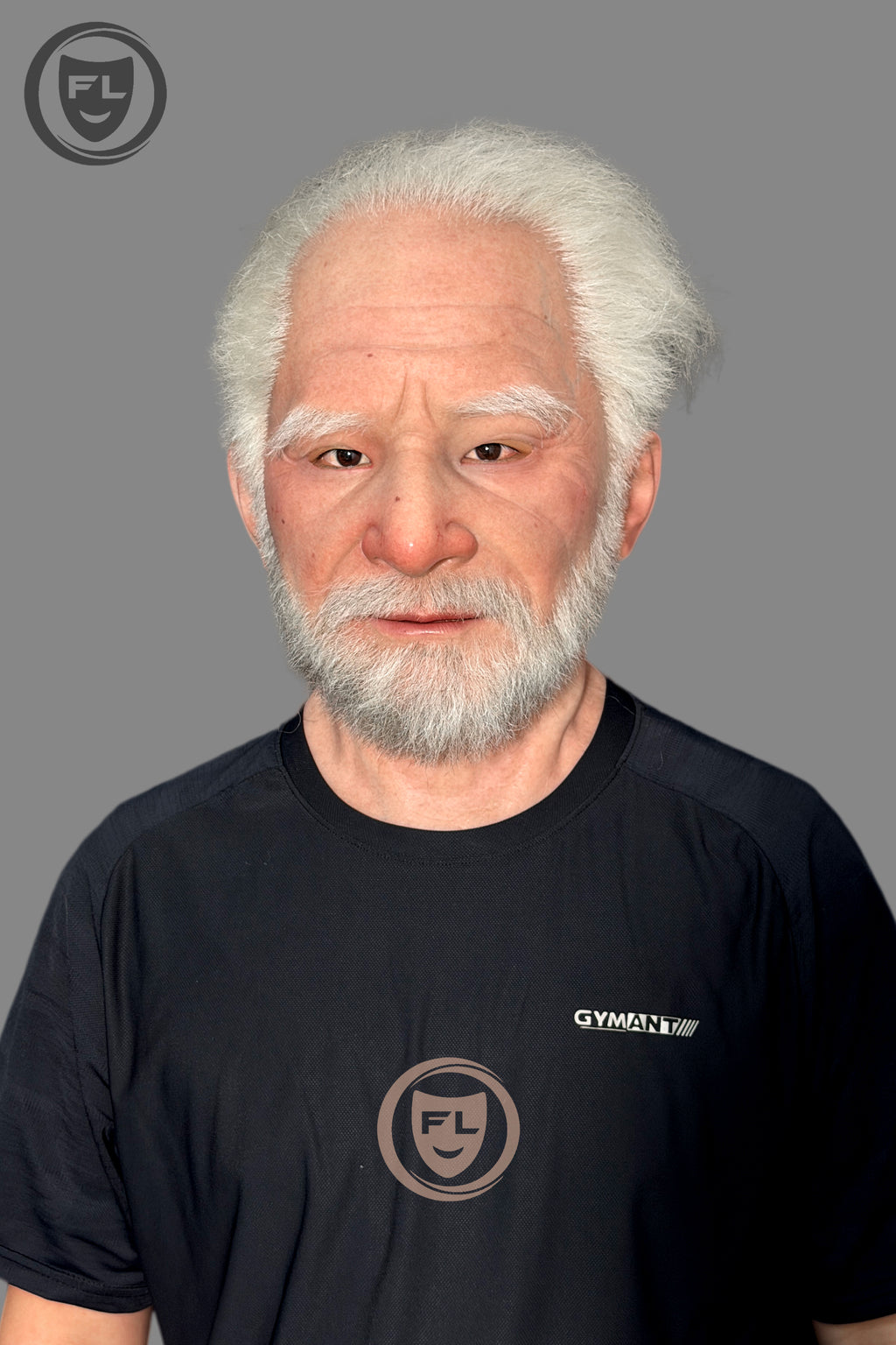 Full head elderly silicone mask front view