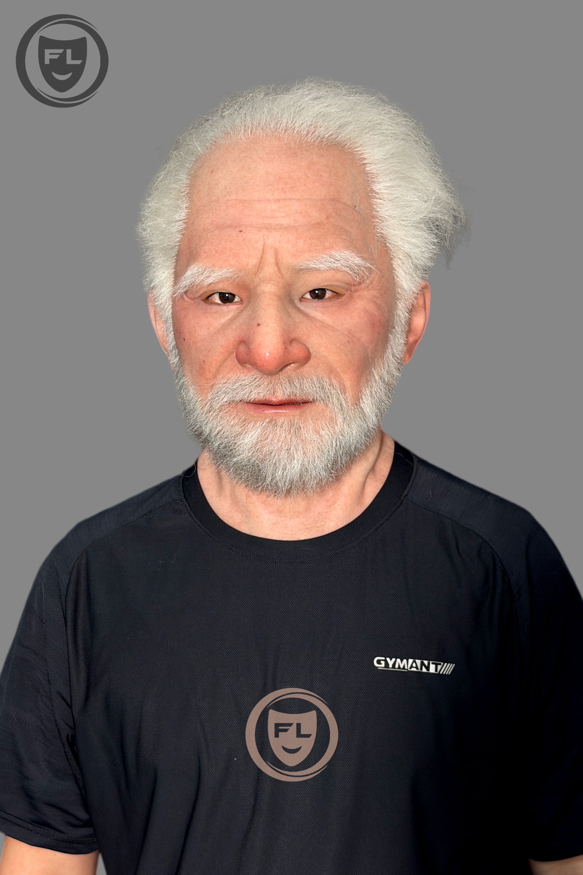 Full head elderly silicone mask front view
