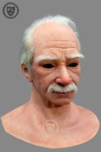 Old man silicone mask with realistic wrinkles