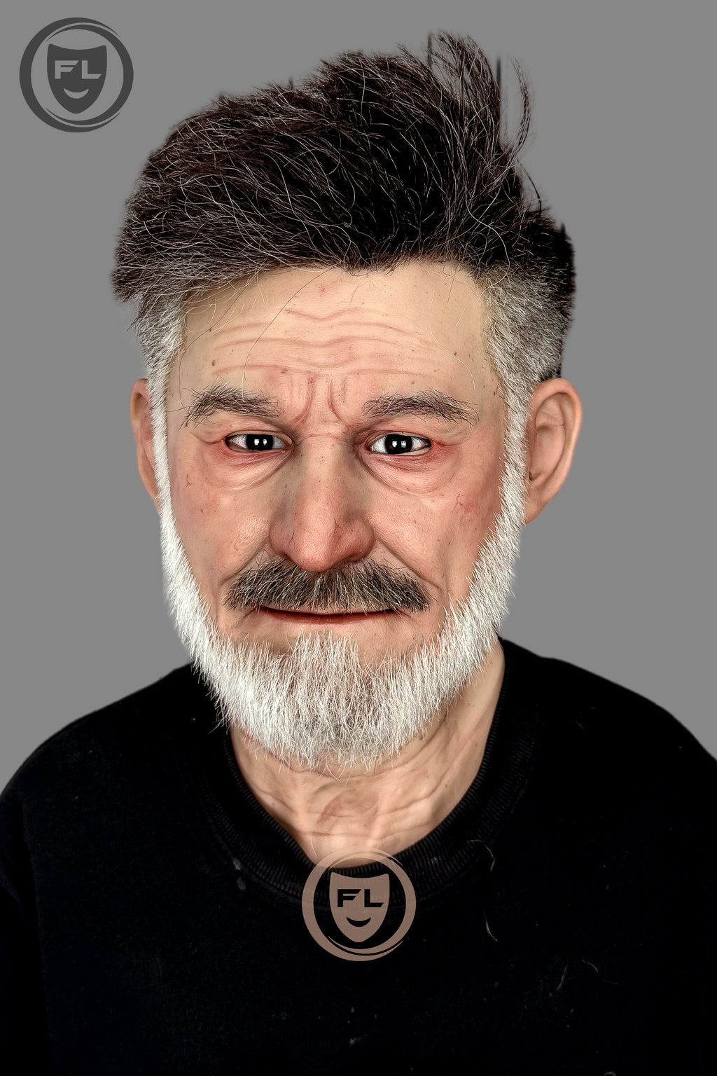 Elderly male silicone mask wearable front view