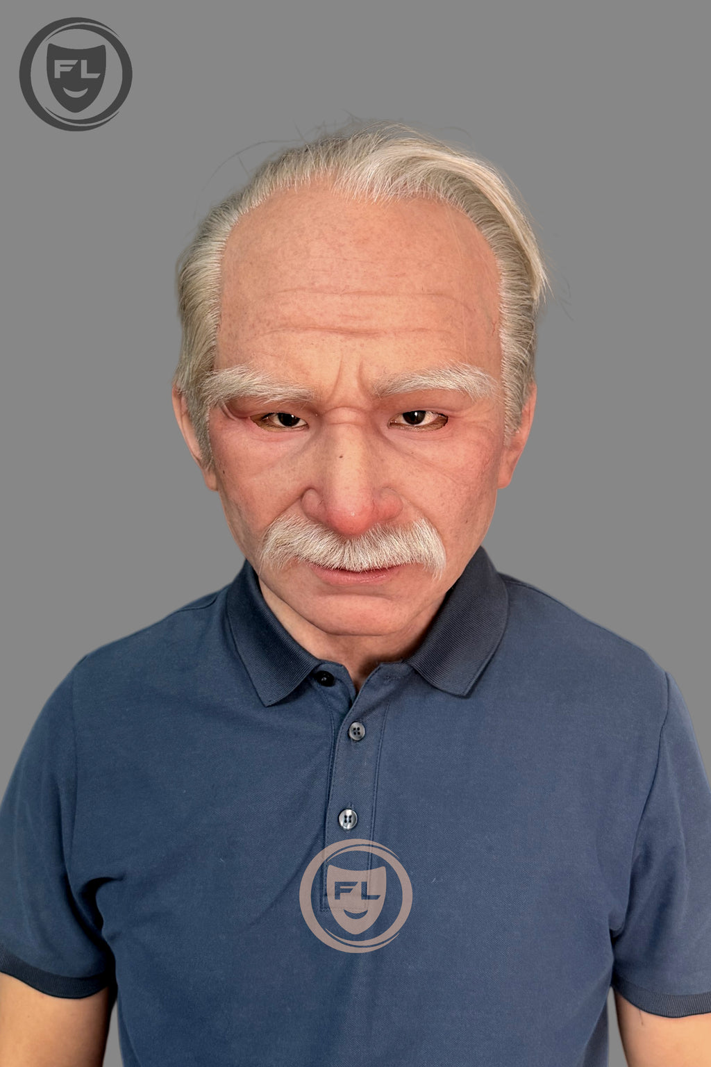 Hyper realistic old man mask for film FX