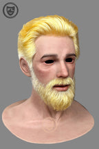 Full head blond male silicone mask side angle