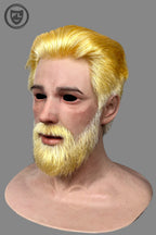 Blond bearded silicone mask wearable front view