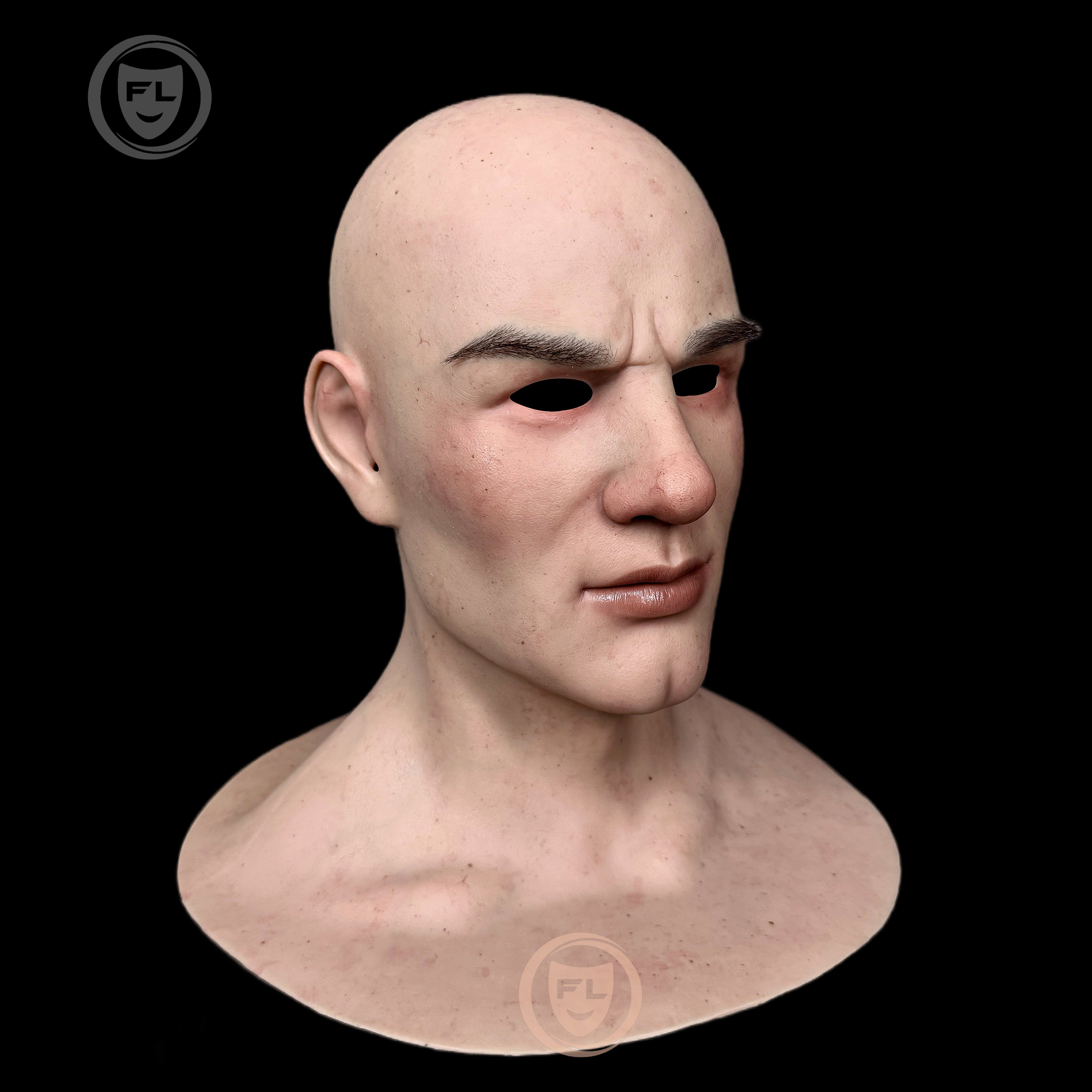 Ultra realistic male silicone mask side profile