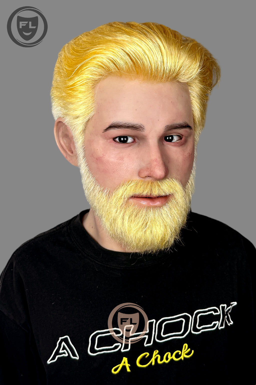 Full head blond beard silicone mask side profile