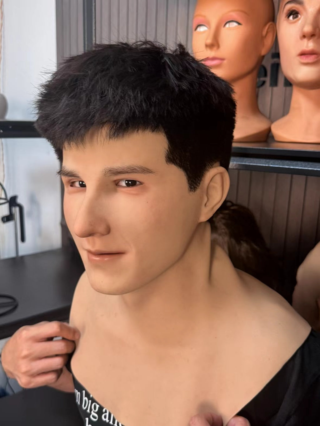 Full head male silicone cosplay mask side profile