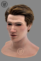 Full head silicone mask with natural male facial details